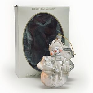 Krebs Lauscha Glas Santa Bird & Birdhouse Ornament Germany Boxed VTG